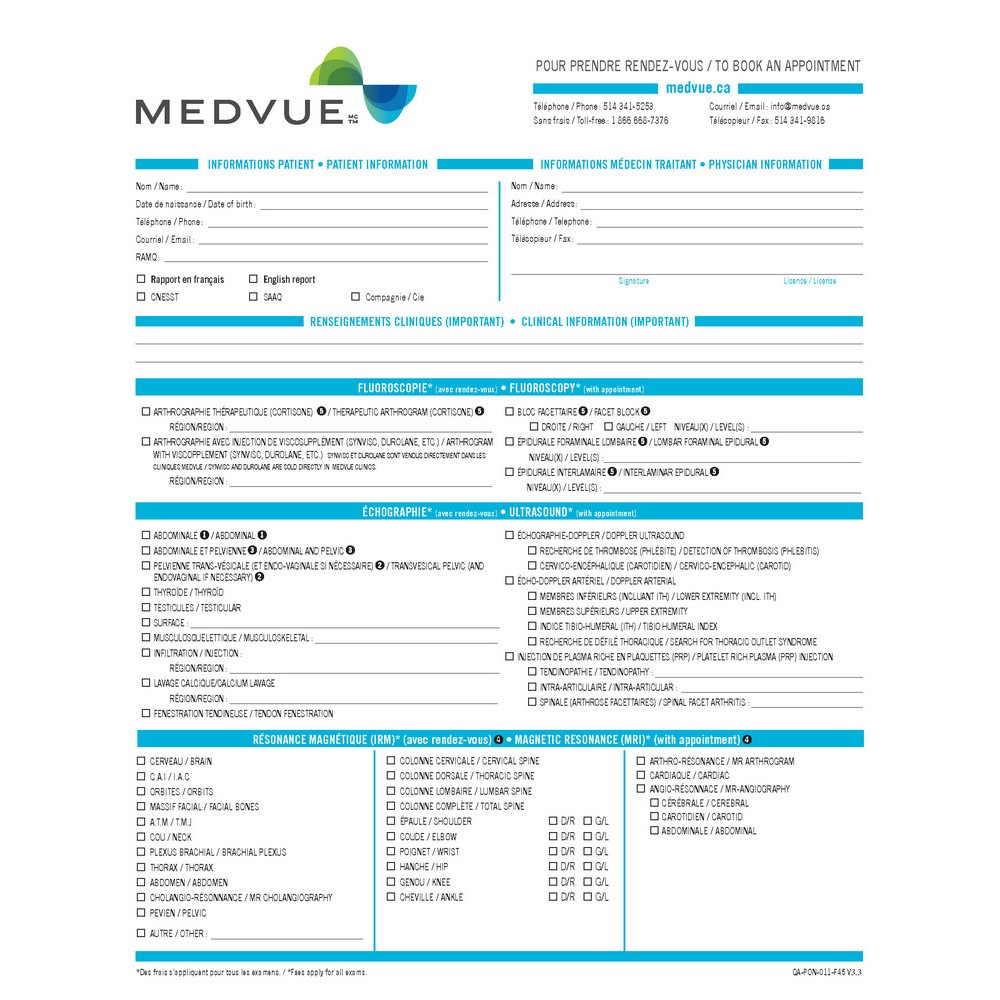 Ordonnances Medvue Générale Bilingue (Pad de 50 feuilles)