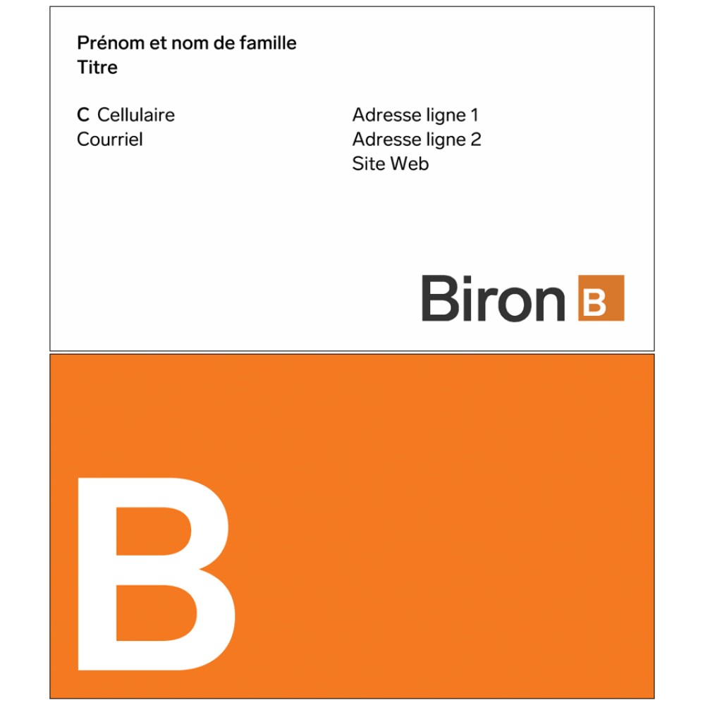 Carte d'affaire avec logo orange a plat (boite de 250)