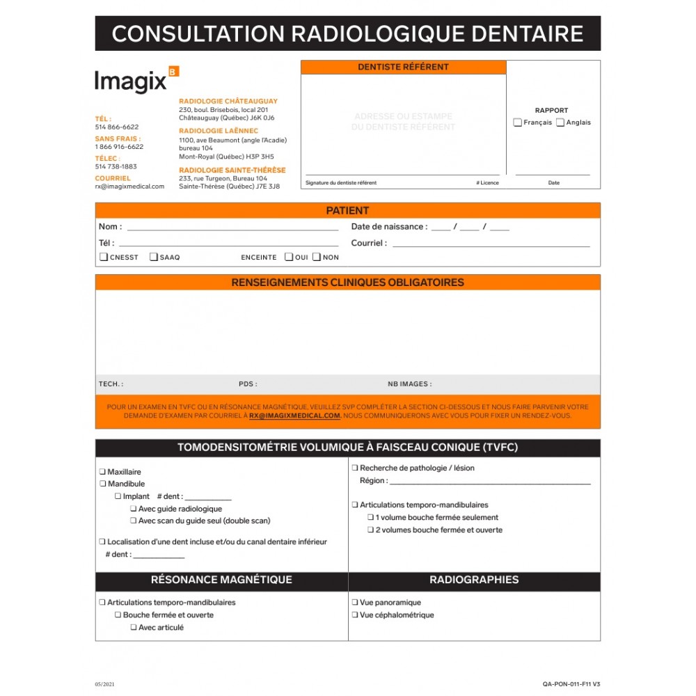  Ordonnance Dentiste IMAGIX Francaise (Pad de 50 feuilles)