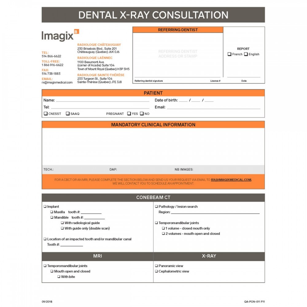  Ordonnance Dentiste IMAGIX Anglaise (Pad de 50 feuilles)